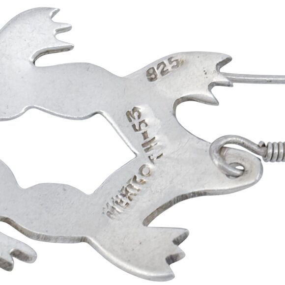 Vintage Mexico Taxco Sterling Silver 925 Turtle Dangle Earrings - Picture 6 of 8